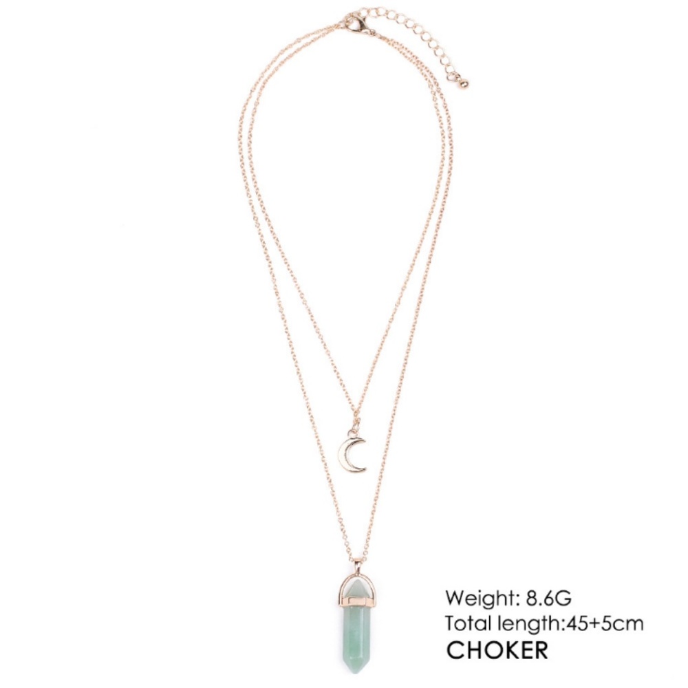 //CLEARANCE//Moon Crystal Layered Choker Necklace - Picture 3 of 8